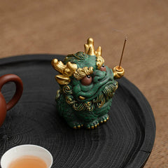 The Smoking Kylin – Hand-Painted Qilin Incense Holder & Figurine - ShaolinMart