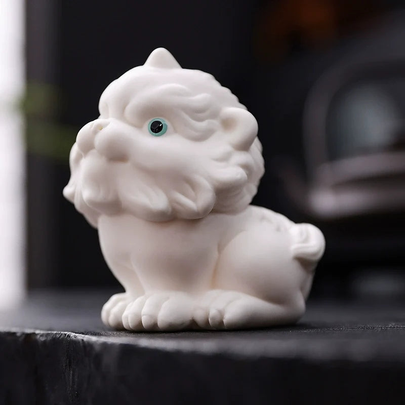 Ceramic Guardian Lion Figurine – Lucky Foo Dog Decorative Sculpture