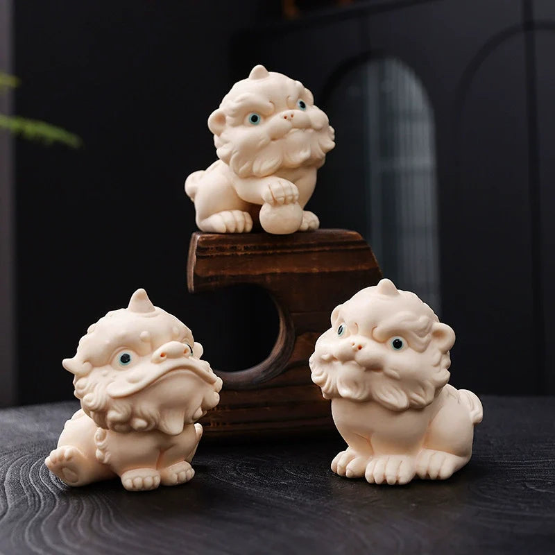 Ceramic Guardian Lion Figurine – Lucky Foo Dog Decorative Sculpture