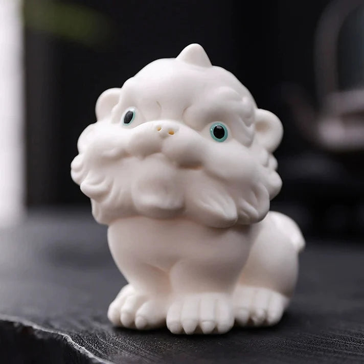 Ceramic Guardian Lion Figurine – Lucky Foo Dog Decorative Sculpture