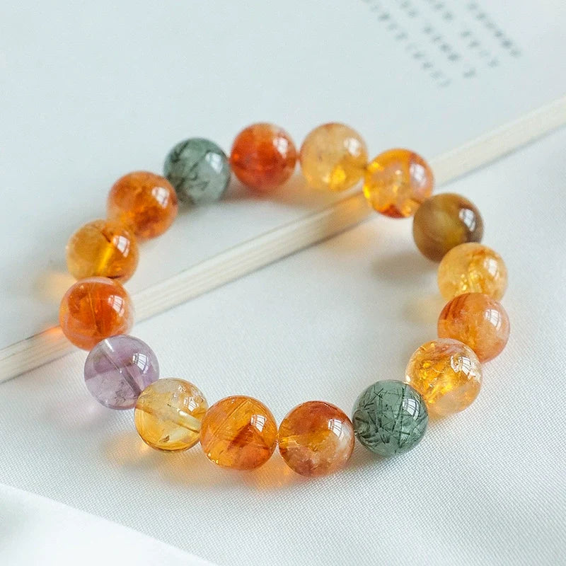 Handcrafted Natural Citrine Tower Quartz & Golden Tiger's Eye Energy Bracelet – Wealth & Career Abundance Crystal Bead Strand