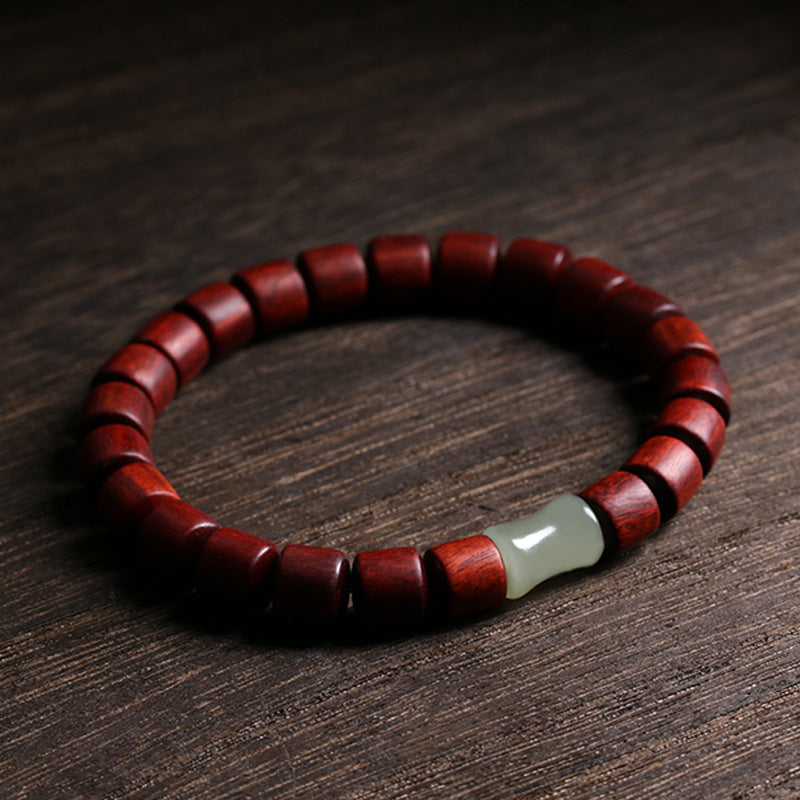 Natural Sandalwood & Hetian Jade Bracelet – ShaolinMart Bamboo Bead Jewelry