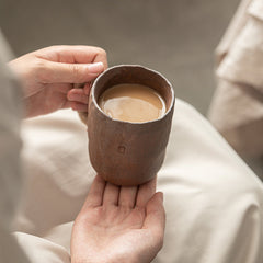 Shaolin "Raw Earth" Artisan Mug: Hand-Pinched Stoneware with Rustic Rope Handle