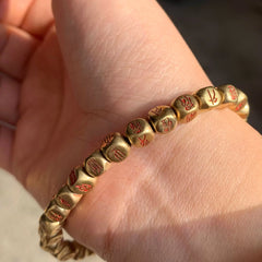 Golden Light Mantra Solid Copper Bead Bracelet with Thunderstruck Jujube Wood – Symbol of Protection & Balance - ShaolinMart