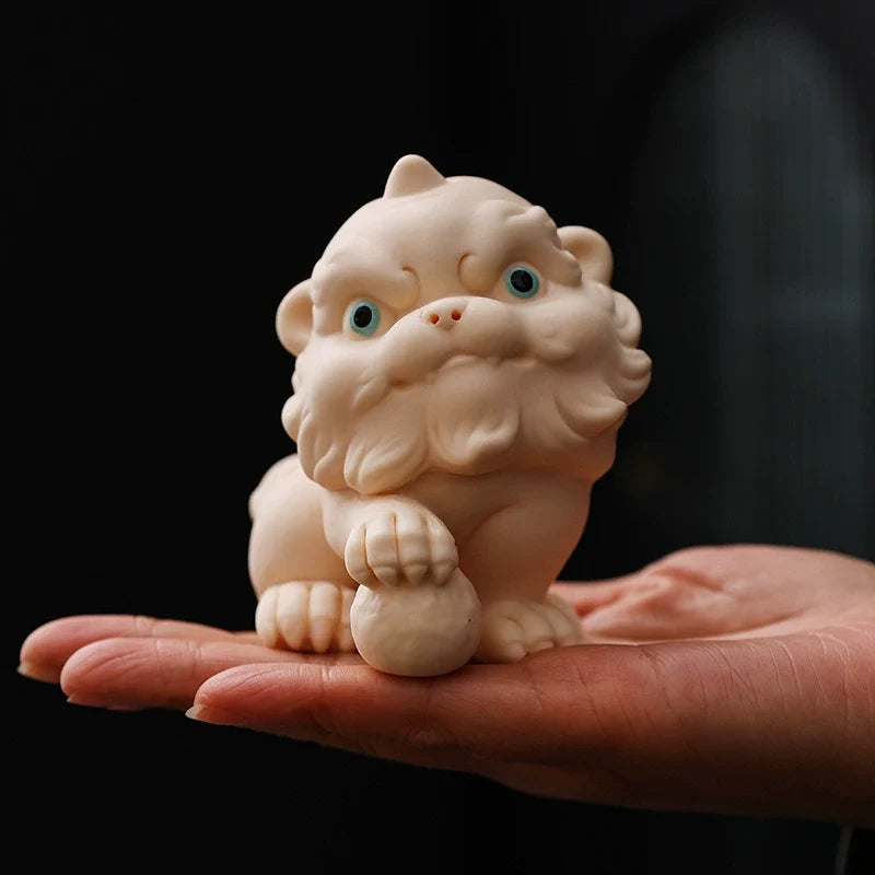 Ceramic Guardian Lion Figurine – Lucky Foo Dog Decorative Sculpture
