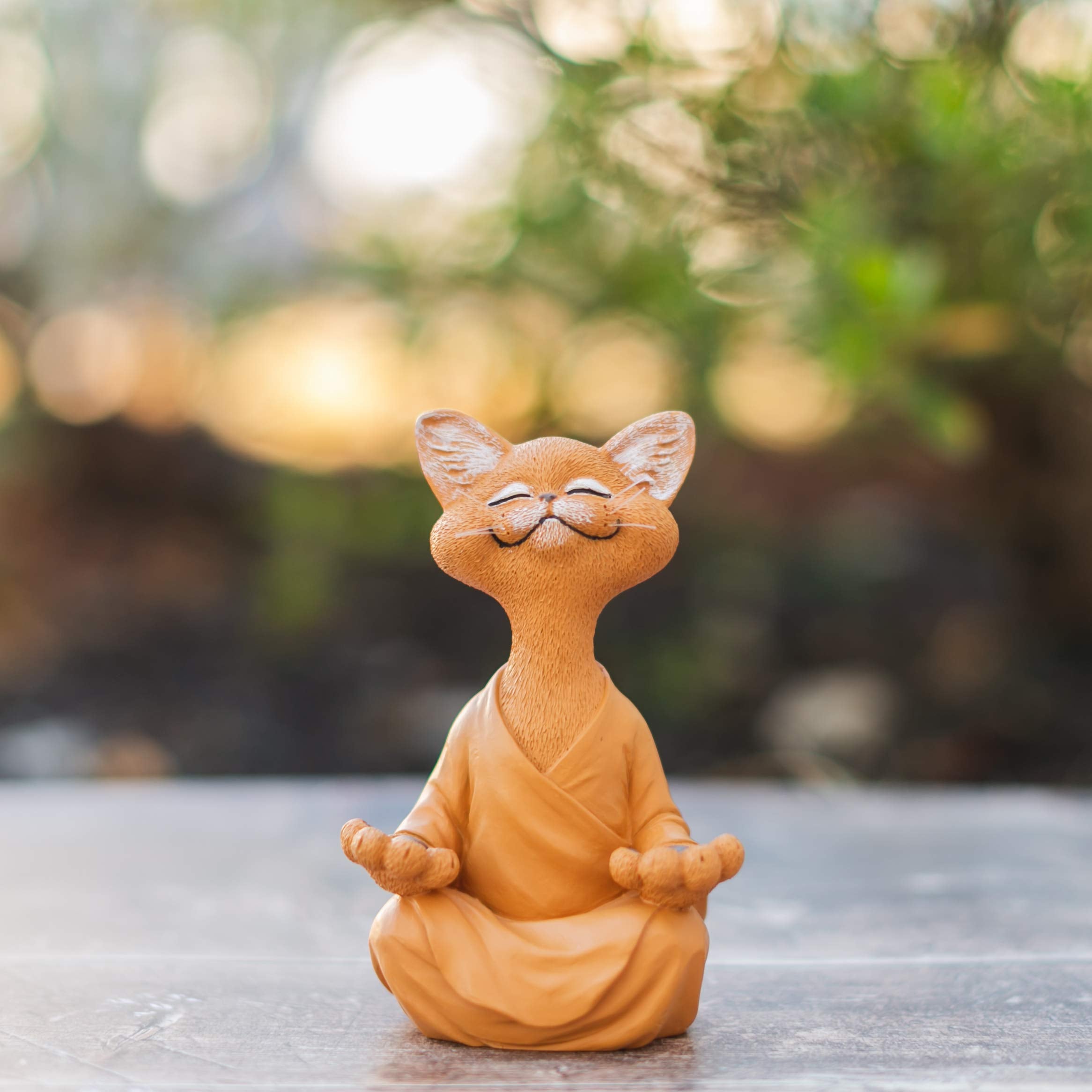 Quiet Joy – Hand-Painted Buddha-Inspired Meditation Cat Figurine