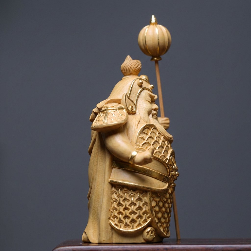 Hmm-Ha Guardian Boxwood Statues – Hand-Carved Gold-Detail Temple Door Protectors