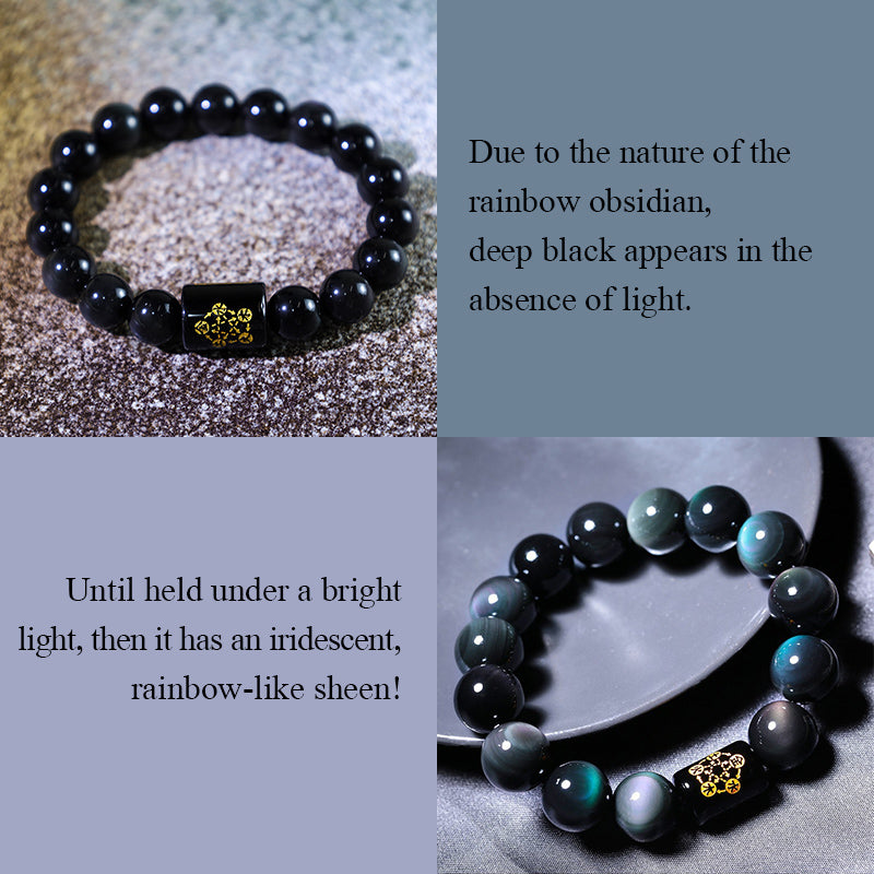 Rest Nest Natural Rainbow Obsidian Positive Transformation Bracelet