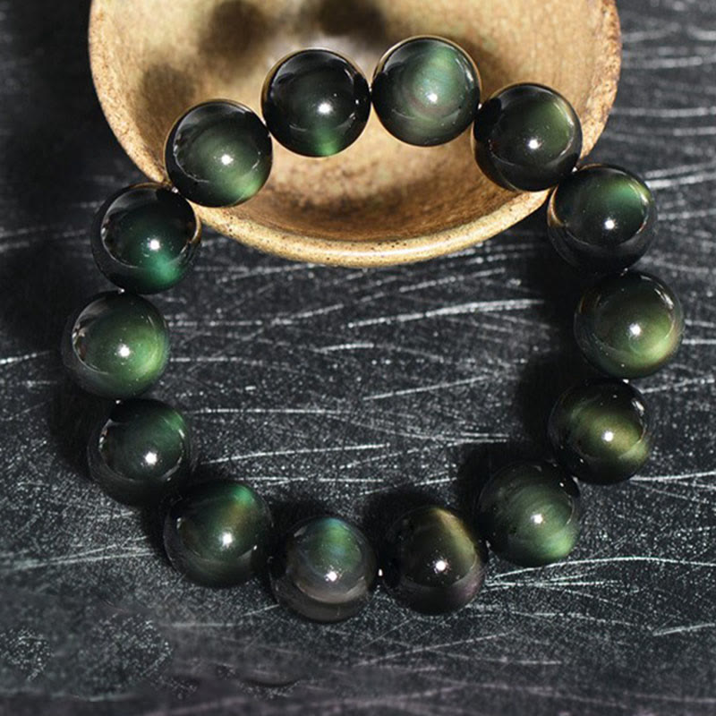 Rest Nest Natural Green Eye Obsidian Wealth Bracelet