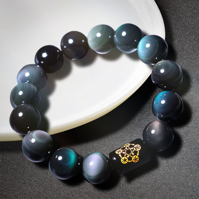 Rest Nest Natural Rainbow Obsidian Positive Transformation Bracelet