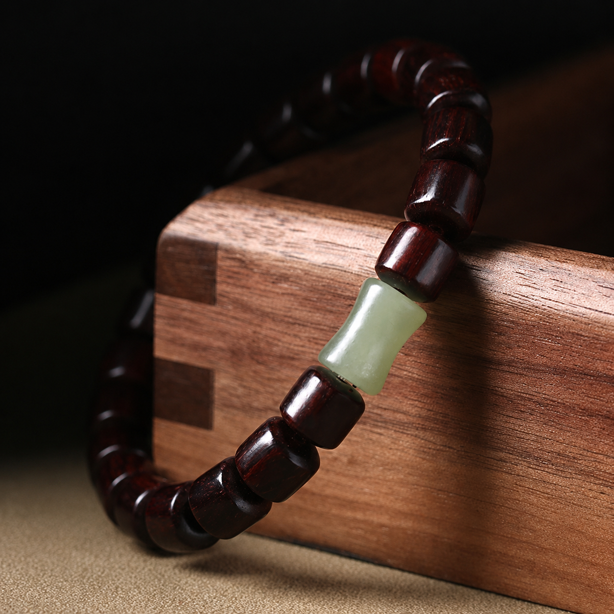 Natural Sandalwood & Hetian Jade Bracelet – ShaolinMart Bamboo Bead Jewelry