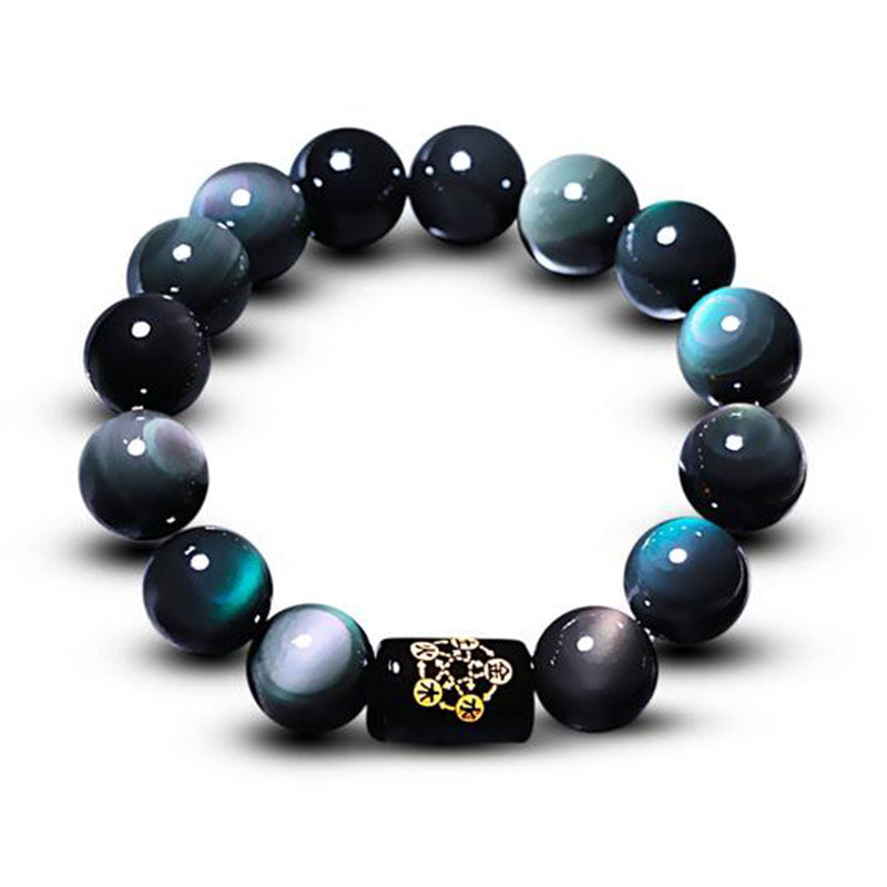 Rest Nest Natural Rainbow Obsidian Positive Transformation Bracelet