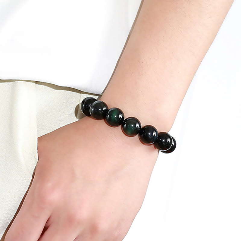Rest Nest Natural Green Eye Obsidian Wealth Bracelet