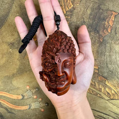 Harmony in Chaos – Hand-Carved Boxwood Palm Carving & Hanging Charm