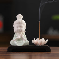 Pure Vase Guanyin Ceramic Incense Holder – Lotus Stick Incense Burner & Elegant Home Decor