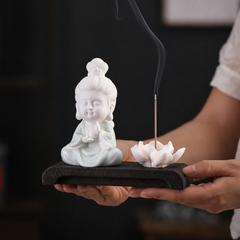 Pure Vase Guanyin Ceramic Incense Holder – Lotus Stick Incense Burner & Elegant Home Decor