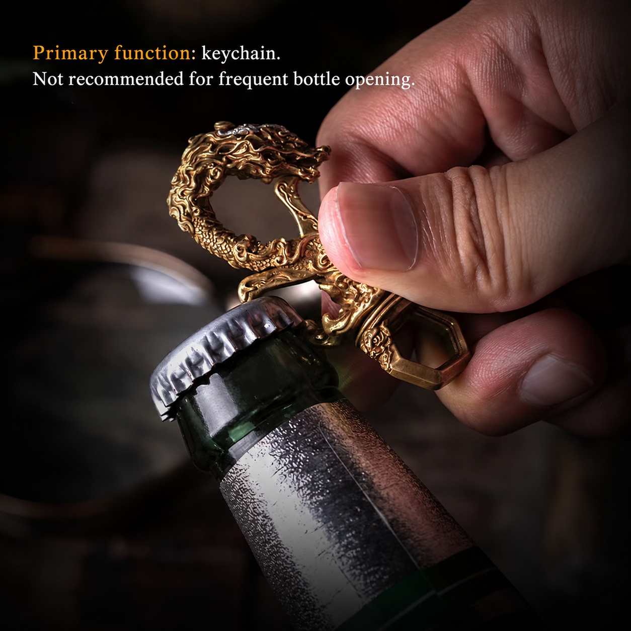 Brass Dragon Keychain – Hand-Carved Copper or Silver Inlay Charm
