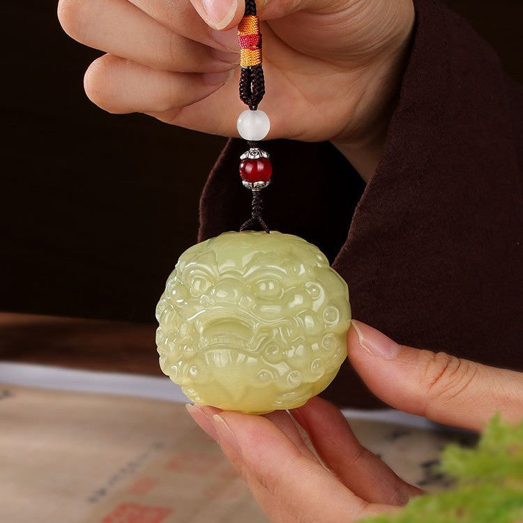Natural Jade Pixiu Hand Piece – Hand-Carved Feng Shui Wealth Charm