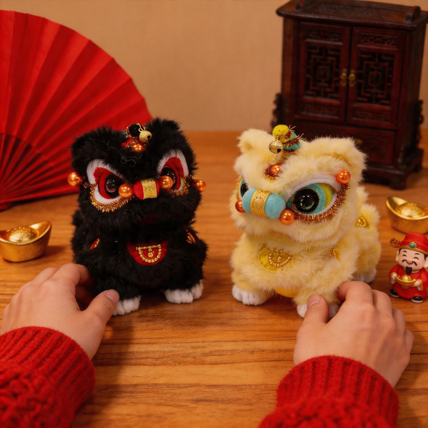 Awakening Lion Plush Ornament – Cheerful Lion Dance Figurine with Cultural Meaning & Good Wishes