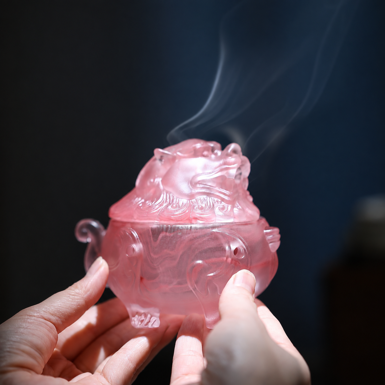 Suanni Liu Li Glass Incense Burner – Translucent Guardian Decor
