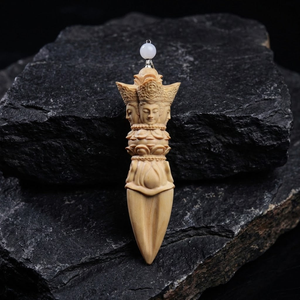 Hand-Carved Boxwood Vajra: The "Thunderbolt" Meditation Talisman & Zen Fidget