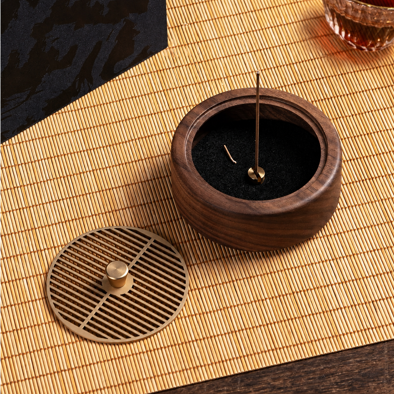 Zen Incense Burner Gift Set – Walnut Wood Coil Incense Kit