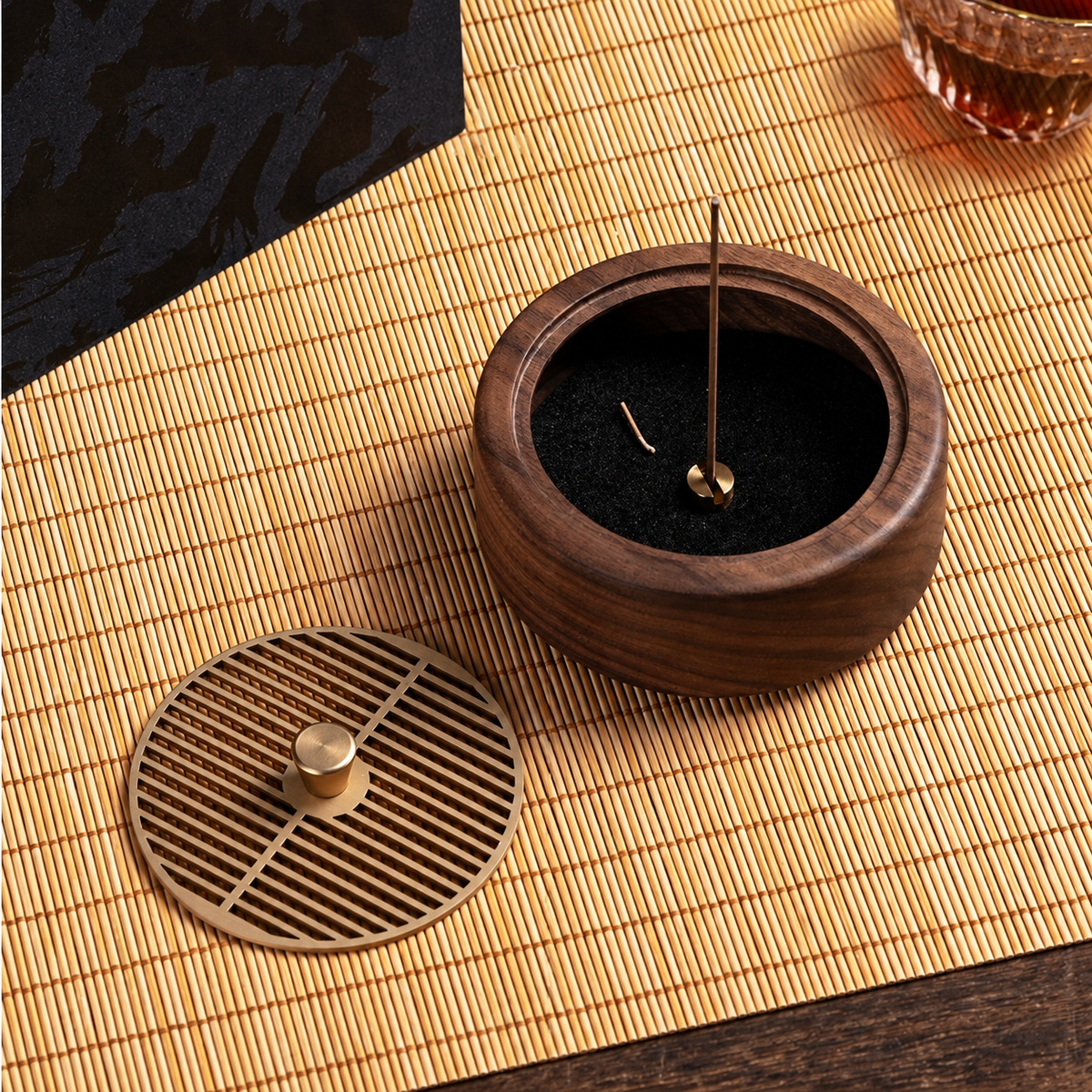 Zen Incense Burner Gift Set – Walnut Wood Coil Incense Kit