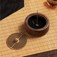 Zen Incense Burner Gift Set – Walnut Wood Coil Incense Kit