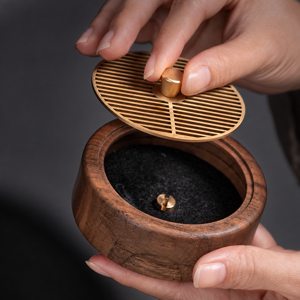 Zen Incense Burner Gift Set – Walnut Wood Coil Incense Kit