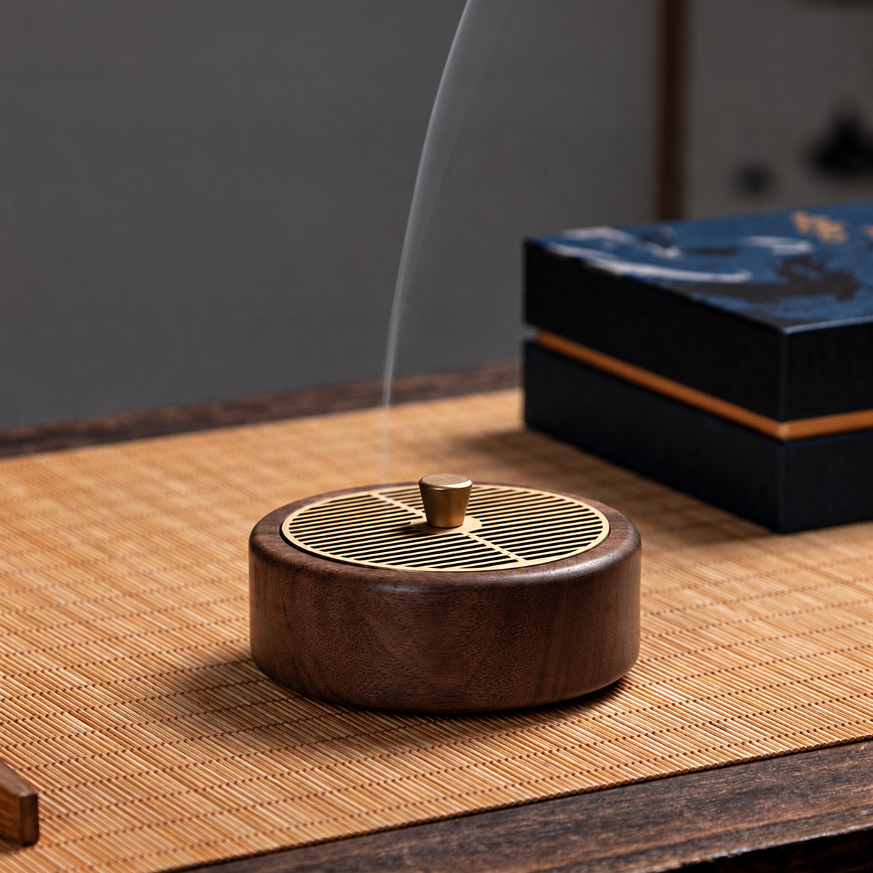 Zen Incense Burner Gift Set – Walnut Wood Coil Incense Kit