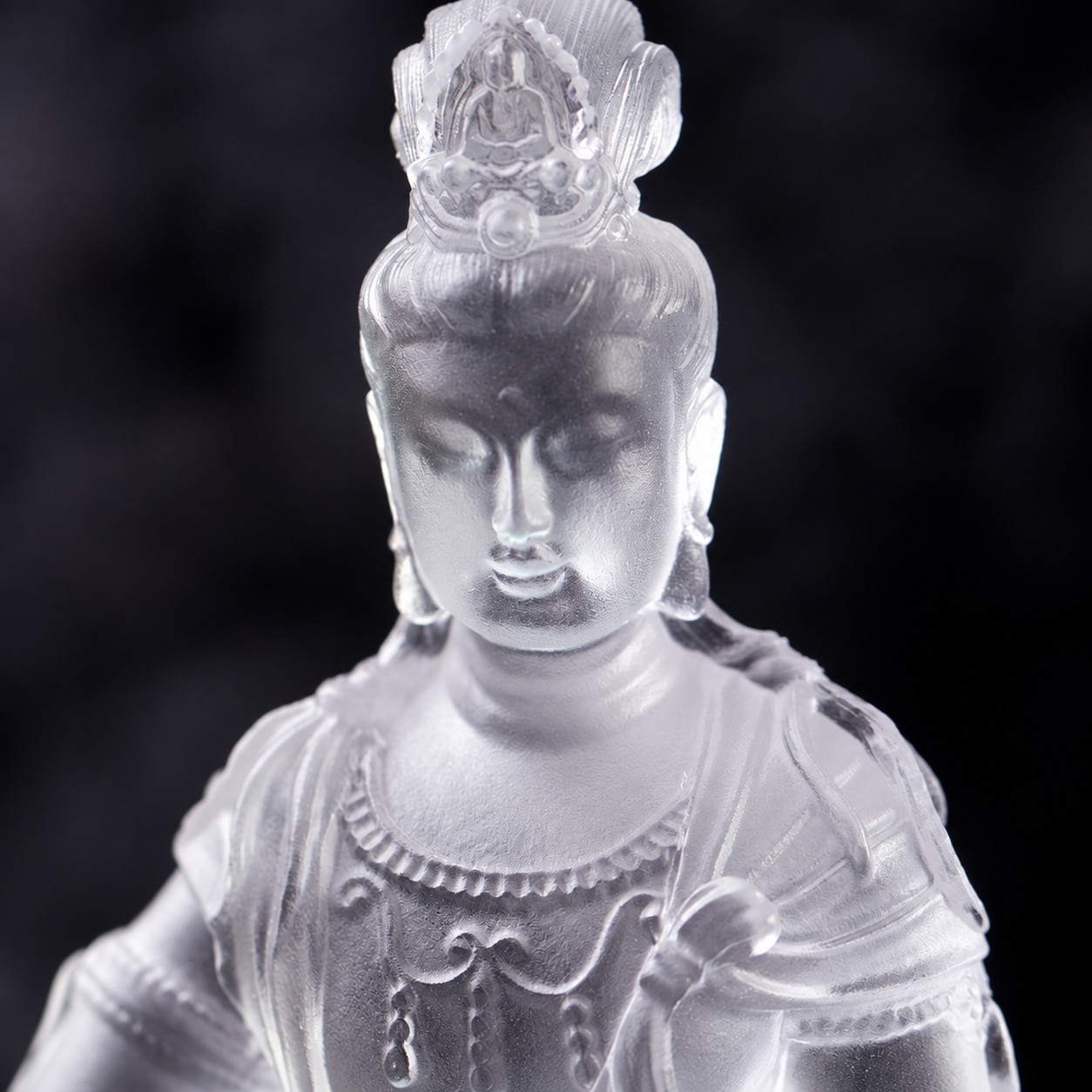Guanyin Statue Liu Li Glass – Gilded Avalokitesvara Zen Decor
