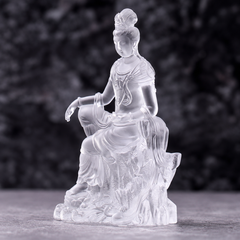 Guanyin Statue Liu Li Glass – Gilded Avalokitesvara Zen Decor