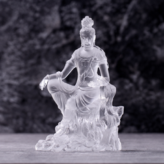 Guanyin Statue Liu Li Glass – Gilded Avalokitesvara Zen Decor
